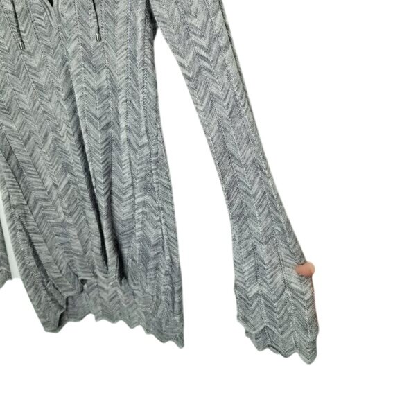 White House‎ Black Market XS Gray Chevron Long Sleeve Lace-Up Knit Tunic Top - Picture 11 of 13